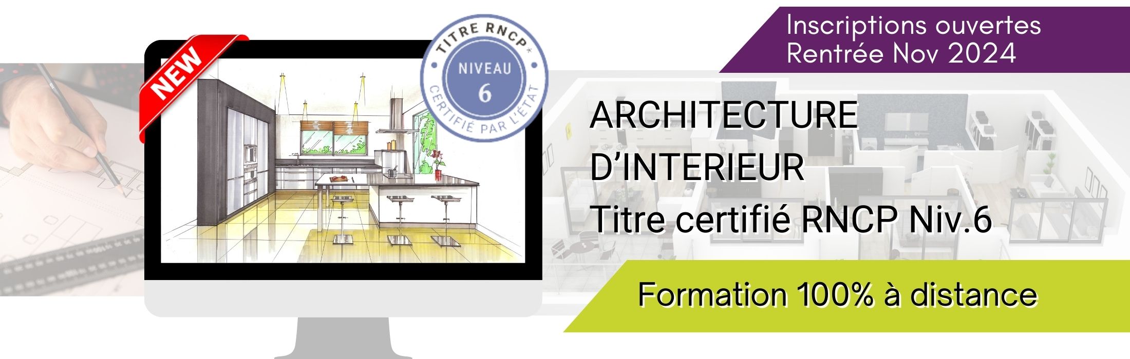 inscription formation à distance, Architecture designer, RNCP com'art Paris